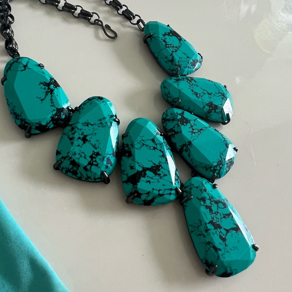 Kendra Scott Varigated Teal Gunmetal Harlow